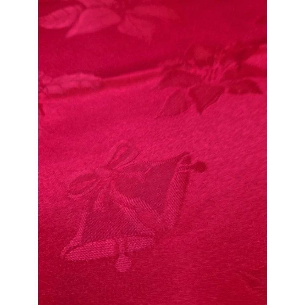 Sofalker Home Red Christmas Jacquard Tablecloth Bells Holly 60x84 Rectangular‎